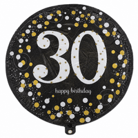 30 Jaar Folie Ballon Zwart/Zilver/Goud - 46 cm - Ballonnenshop.nl