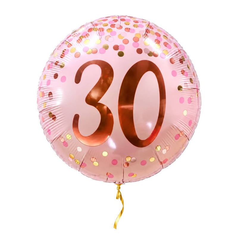30 Jaar Helium Ballon Roze – met helium gevuld, met gouden lint