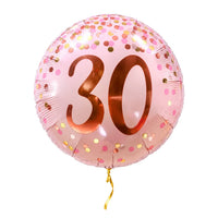 30 Jaar Helium Ballon Roze – met helium gevuld, met gouden lint
