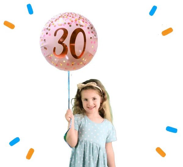 30 Jaar Helium Ballon Roze - Gevuld Met Helium - 46 cm - Ballonnenshop.nl