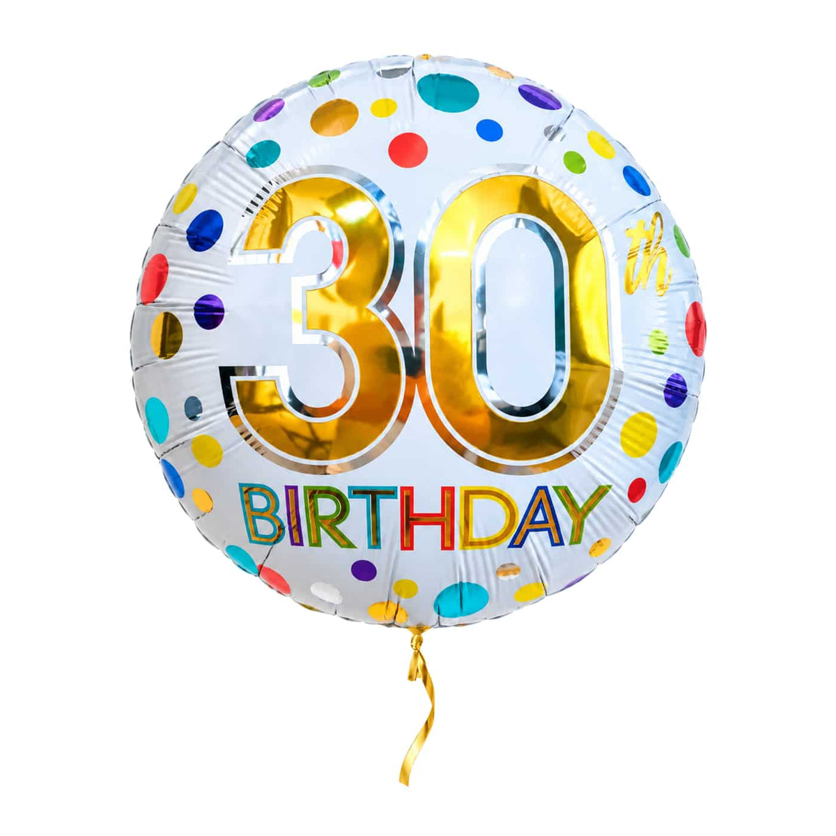 30 Jaar Helium Ballon Stippen – met helium gevuld, met gouden lint