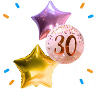 30 Jaar Trosje Roze/Goud/Rose Goud - Gevuld Met Helium - 46 cm - Ballonnenshop.nl