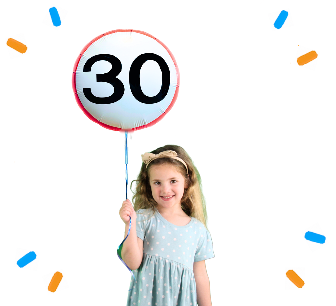 Helium Ballon Verkeersbord 30 Jaar - Gevuld Met Helium - 45 cm
