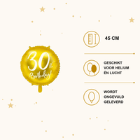 30th Birthday Folie Ballon Goud 45 cm - Ballonnenshop.nl