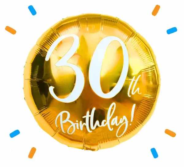 30th Birthday Helium Ballon Goud - Gevuld Met Helium - 45 cm - Ballonnenshop.nl