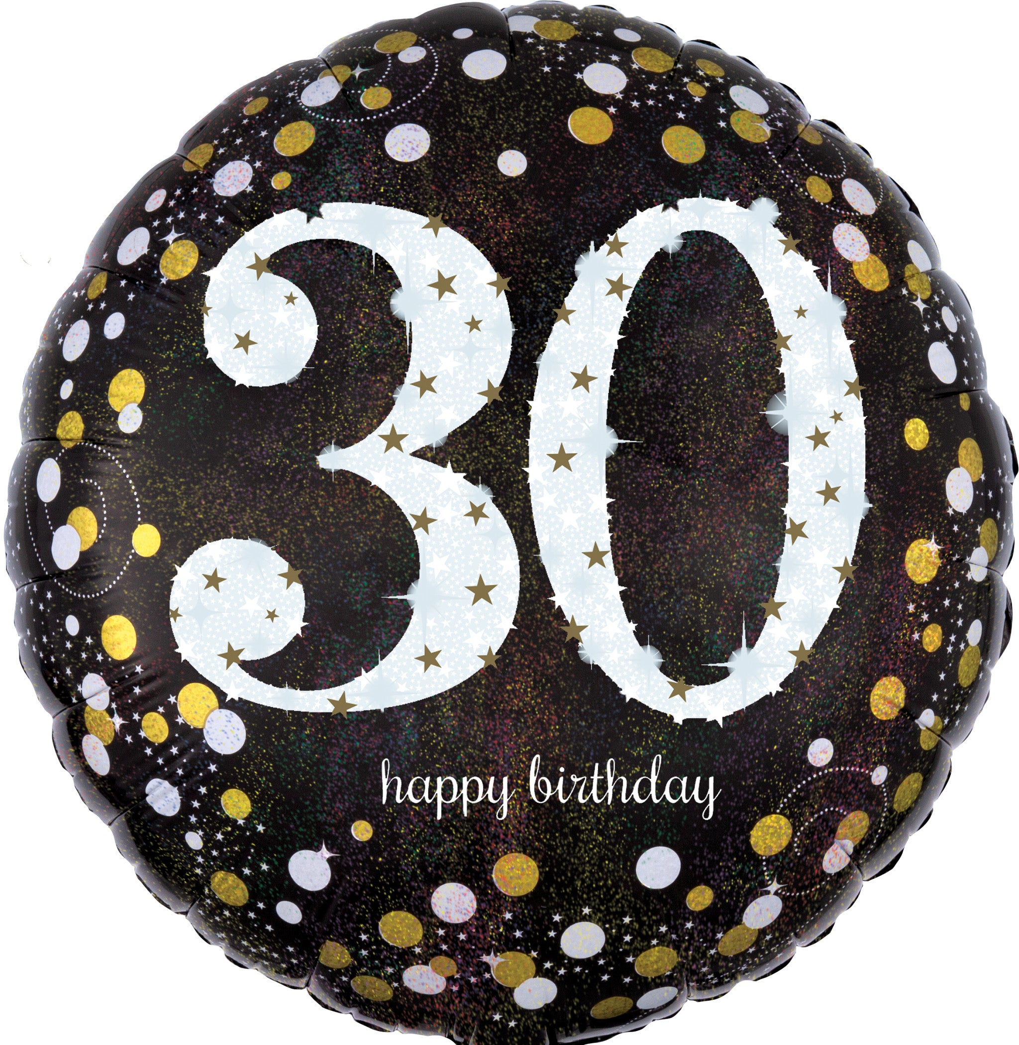 30 Jaar Helium Ballon Zwart/Zilver/Goud - Gevuld Met Helium - 46 cm