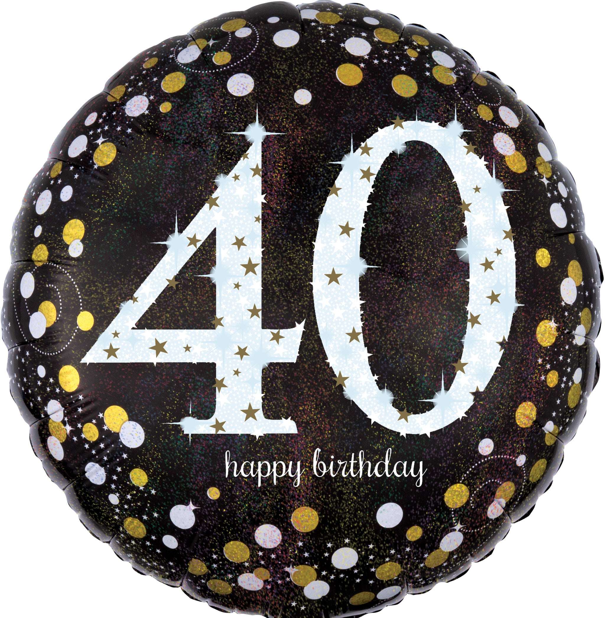 40 Jaar Helium Ballon Zwart/Zilver/Goud - Gevuld Met Helium - 46 cm