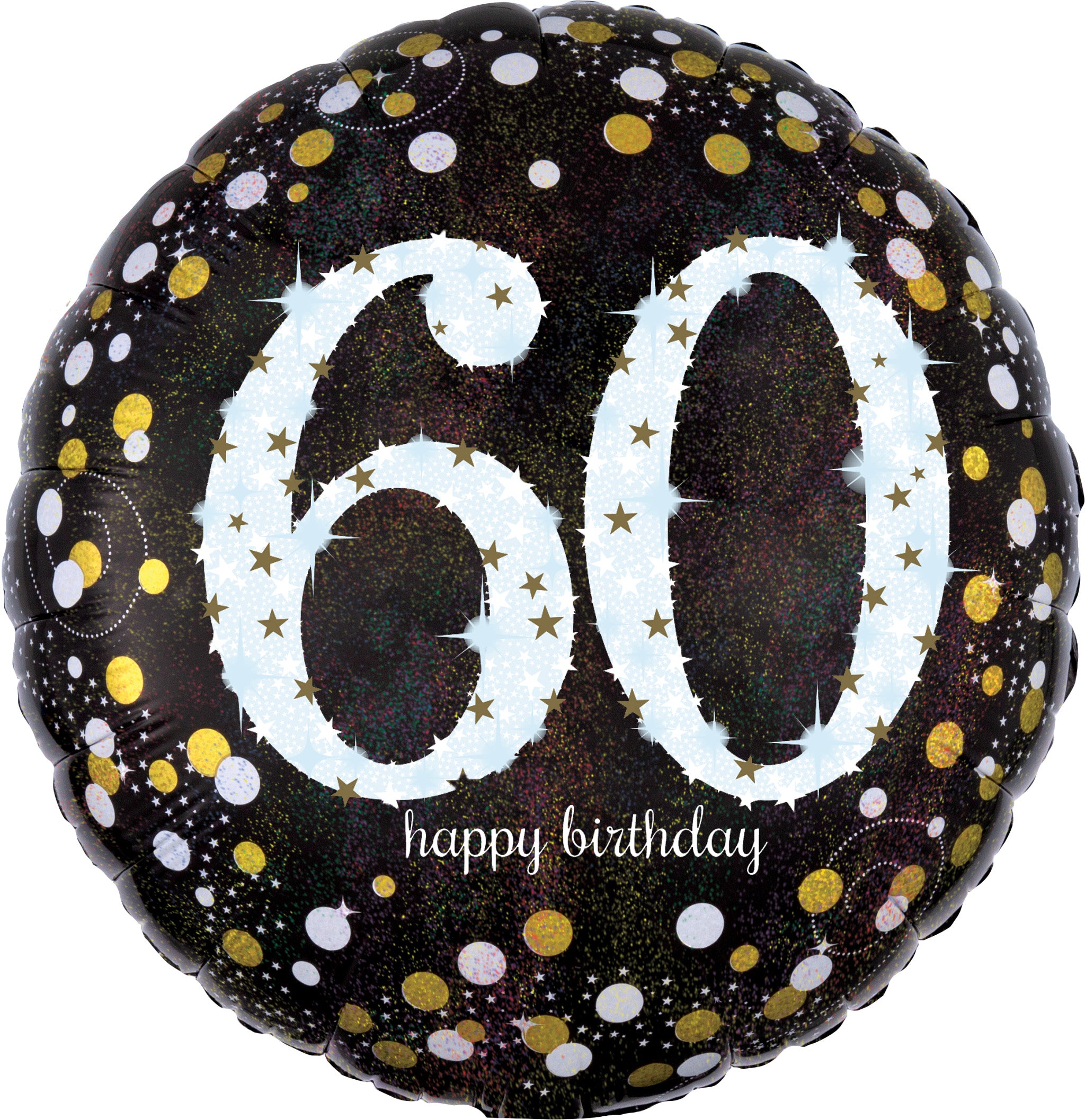 60 Jaar Helium Ballon Zwart/Zilver/Goud - Gevuld Met Helium - 46 cm