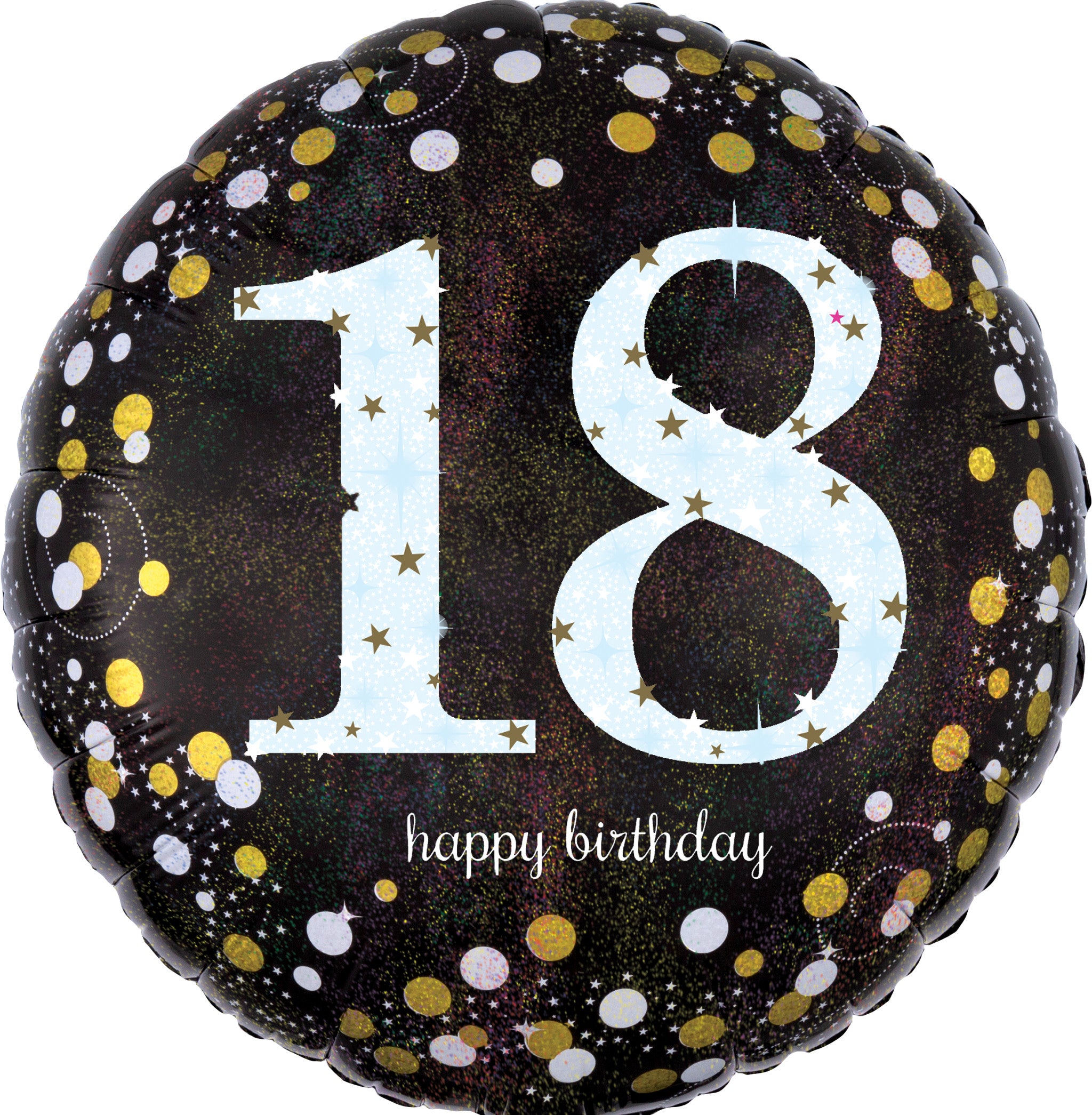 18 Jaar Helium Ballon Zwart/Zilver/Goud - Gevuld Met Helium - 46 cm
