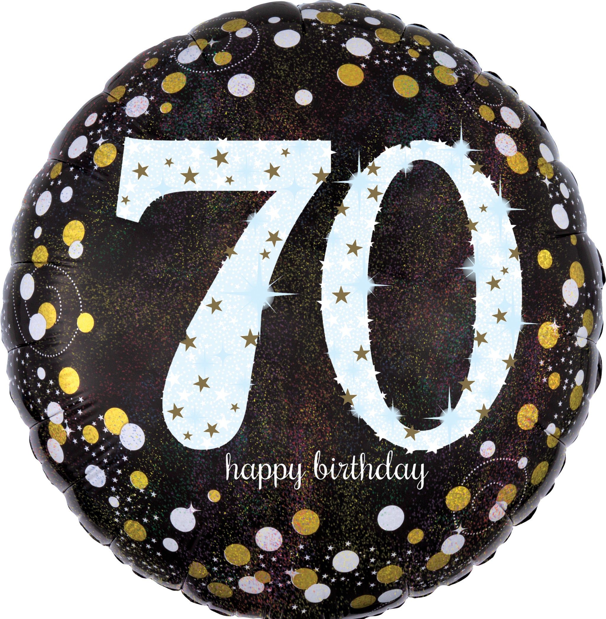 70 Jaar Helium Ballon Zwart/Zilver/Goud - Gevuld Met Helium - 46 cm