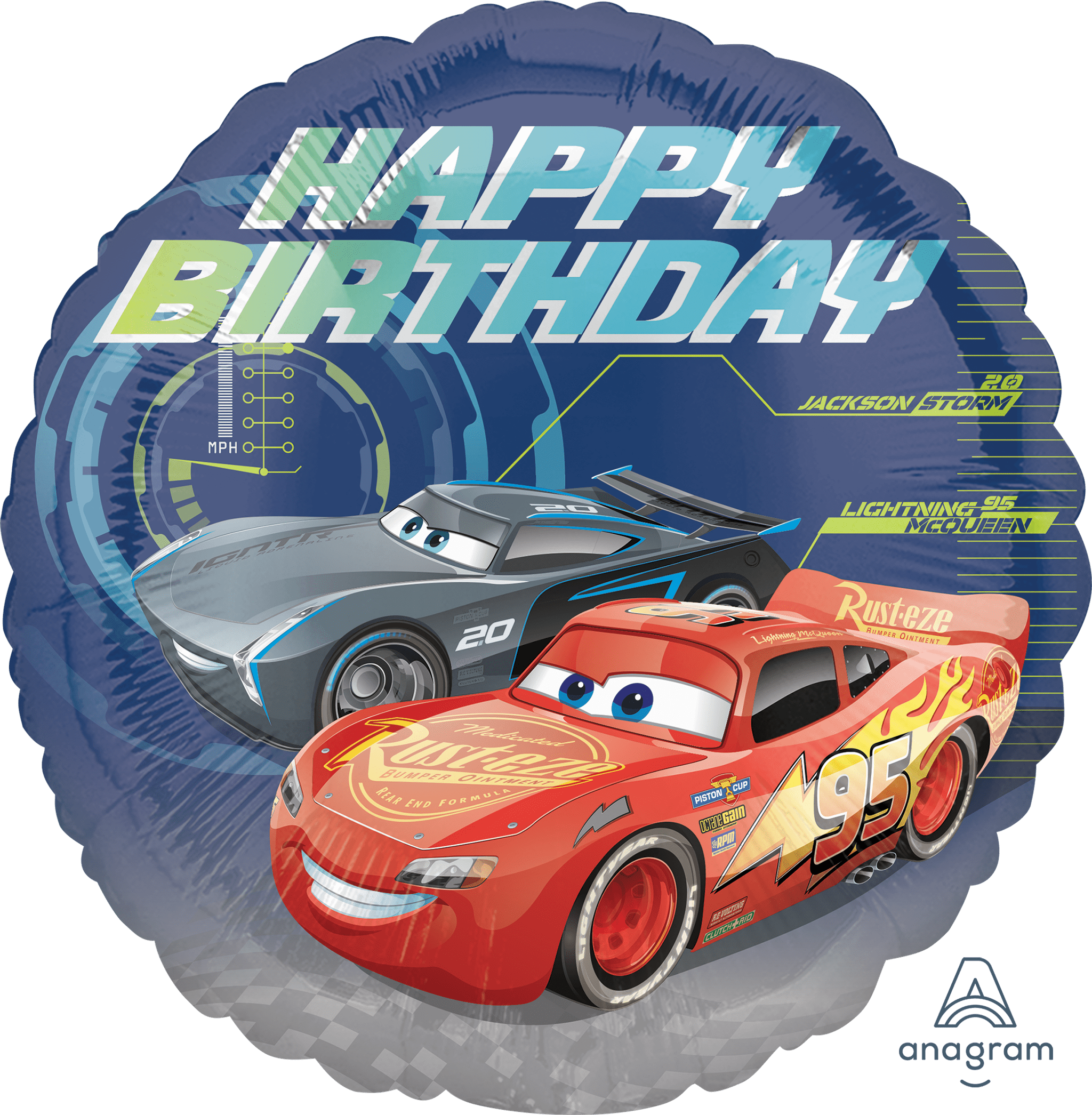 Cars Happy Birthday Folie Ballon - 46 cm