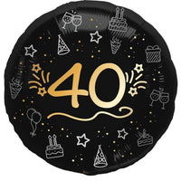 40 Folie Ballon Zwart/Zilver/Goud - 46 cm - Ballonnenshop.nl