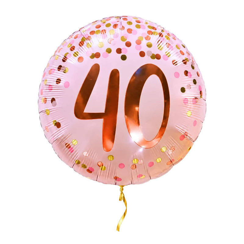 40 Jaar Helium Ballon Roze – met helium gevuld, met gouden lint