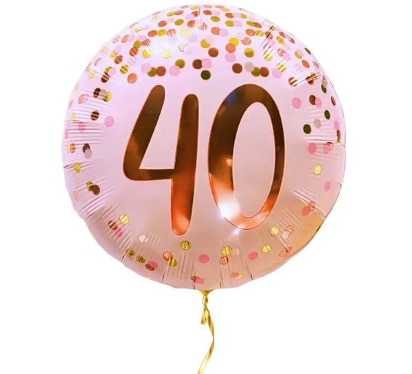 40 Jaar Helium Ballon Roze - Gevuld Met Helium - 46 cm - Ballonnenshop.nl