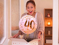 40 Jaar Helium Ballon Roze - Gevuld Met Helium - 46 cm - Ballonnenshop.nl