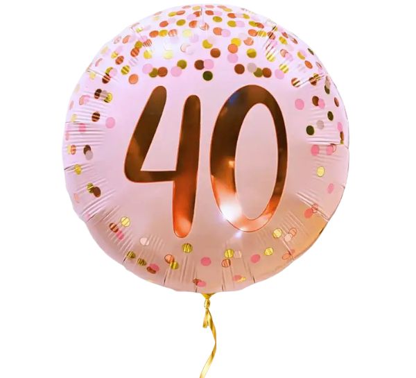 40 Jaar Helium Ballon Roze - Gevuld Met Helium - 46 cm
