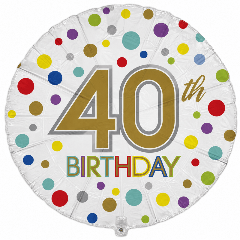 40th Birthday Gekleurd Folie Ballon - 45 cm - Ballonnenshop.nl