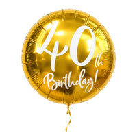 40th Birthday Helium Ballon Goud – met helium gevuld, met gouden lint
