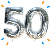 50 Jaar Cijfer Ballonnen Zilver - Gevuld Met Helium - 66 cm - Ballonnenshop.nl