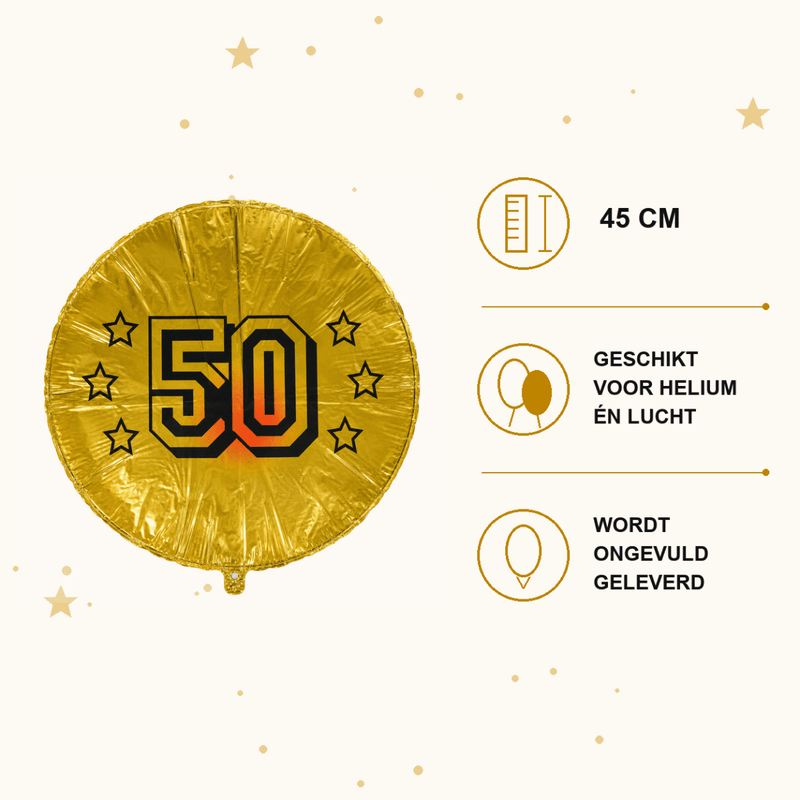 50 Jaar Folie Ballon- Goud - 45 cm - Ballonnenshop.nl