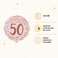 50 Jaar Folie Ballon Roze - 46 cm - Ballonnenshop.nl