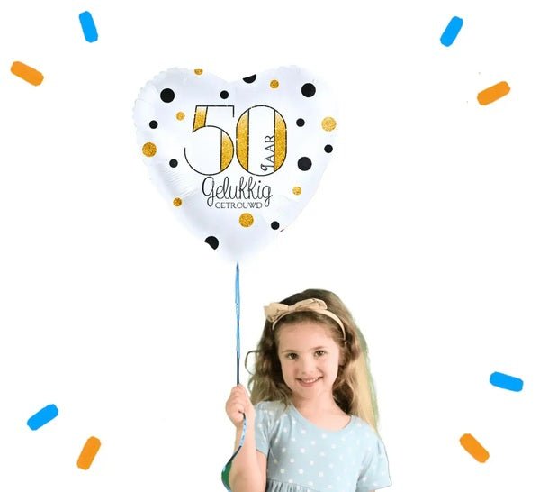 50 Jaar Getrouwd Helium Ballon - Gevuld Met Helium - 46 cm - Ballonnenshop.nl