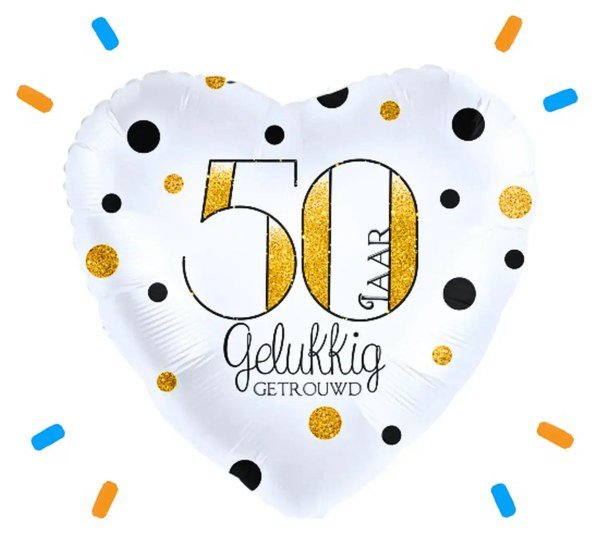 50 Jaar Getrouwd Helium Ballon - Gevuld Met Helium - 46 cm - Ballonnenshop.nl
