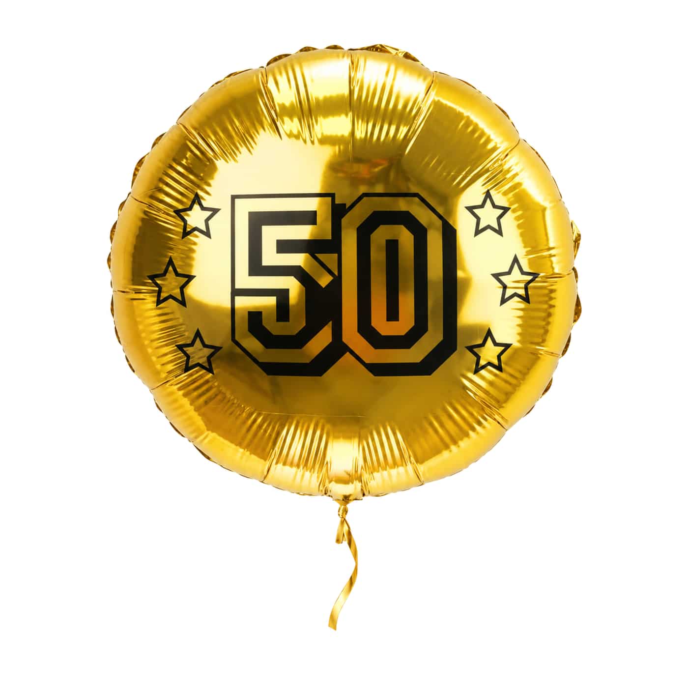 50 Jaar Helium Ballon Goud – met helium gevuld, met gouden lint