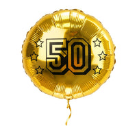 50 Jaar Helium Ballon Goud – met helium gevuld, met gouden lint