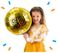50 Jaar Helium Ballon Goud - Gevuld Met Helium - 45 cm - Ballonnenshop.nl