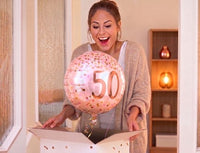 50 Jaar Helium Ballon Roze - Gevuld Met Helium - 46 cm - Ballonnenshop.nl