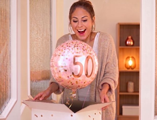 50 Jaar Helium Ballon Roze - Gevuld Met Helium - 46 cm - Ballonnenshop.nl
