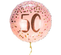 50 Jaar Helium Ballon Roze - Gevuld Met Helium - 46 cm - Ballonnenshop.nl