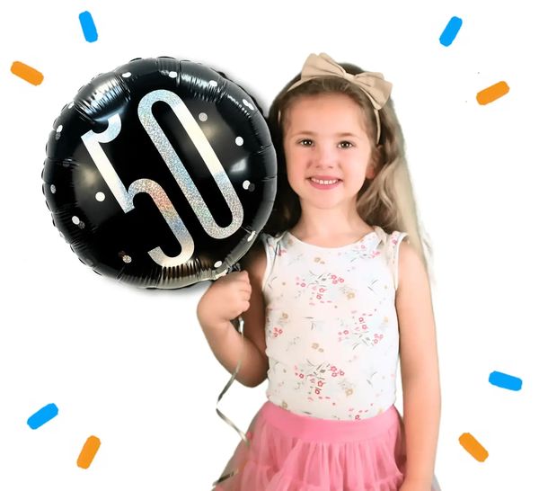50 Jaar Helium Ballon Zwart - Gevuld Met Helium - 45 cm - Ballonnenshop.nl