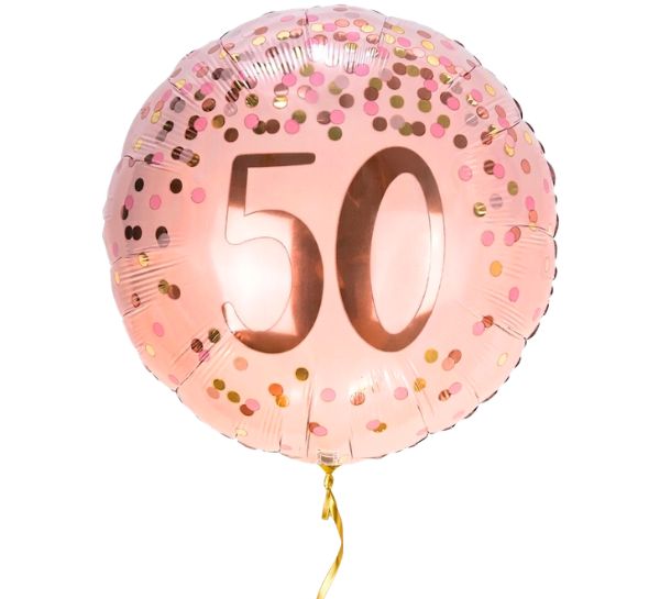 50 Jaar Helium Ballon Roze - Gevuld Met Helium - 46 cm