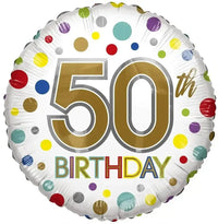50th Birthday Gekleurd Folie Ballon - 45 cm - Ballonnenshop.nl