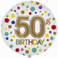 50th Birthday Gekleurd Folie Ballon - 45 cm - Ballonnenshop.nl