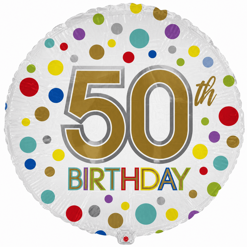 50th Birthday Gekleurd Folie Ballon - 45 cm - Ballonnenshop.nl