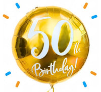 50th Birthday Helium Ballon Goud - Gevuld Met Helium - 45 cm - Ballonnenshop.nl