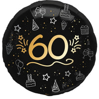 60 Folie Ballon Zwart/Zilver/Goud - 46 cm - Ballonnenshop.nl