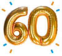 60 Jaar Cijfer Ballonnen Goud - Gevuld Met Helium - 66 cm - Ballonnenshop.nl
