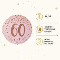 60 Jaar Folie Ballon Roze - 46 cm - Ballonnenshop.nl