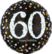 60 Jaar Folie Ballon Zwart/Zilver/Goud - 46 cm - Ballonnenshop.nl
