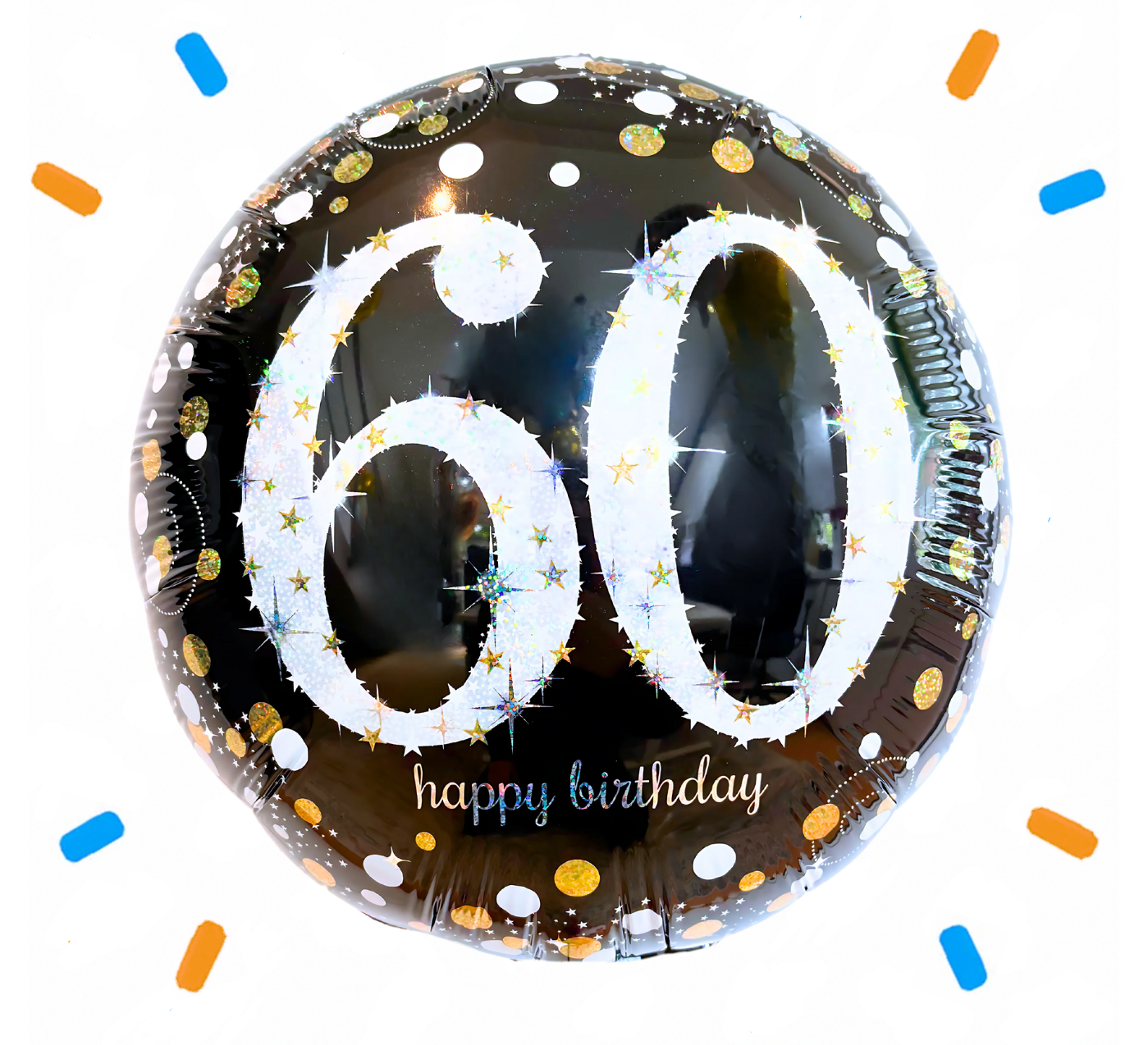 60 Jaar Helium Ballon Zwart/Zilver/Goud - Gevuld Met Helium - 46 cm