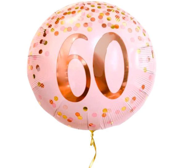 60 Jaar Ballon Roze - Gevuld Met Helium - 46 cm