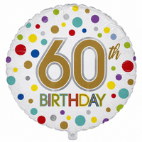 60th Birthday Gekleurd Folie Ballon - 45 cm - Ballonnenshop.nl