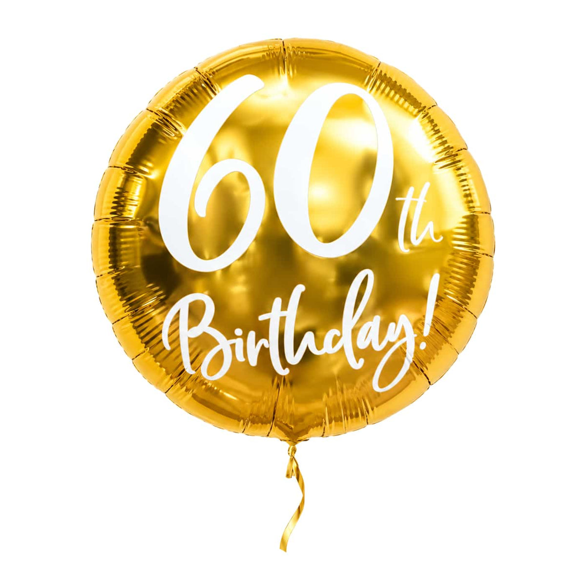 60th Birthday Helium Ballon Goud – met helium gevuld, met gouden lint