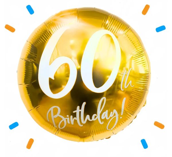 60th Birthday Helium Ballon Goud - Gevuld Met Helium - 45 cm - Ballonnenshop.nl