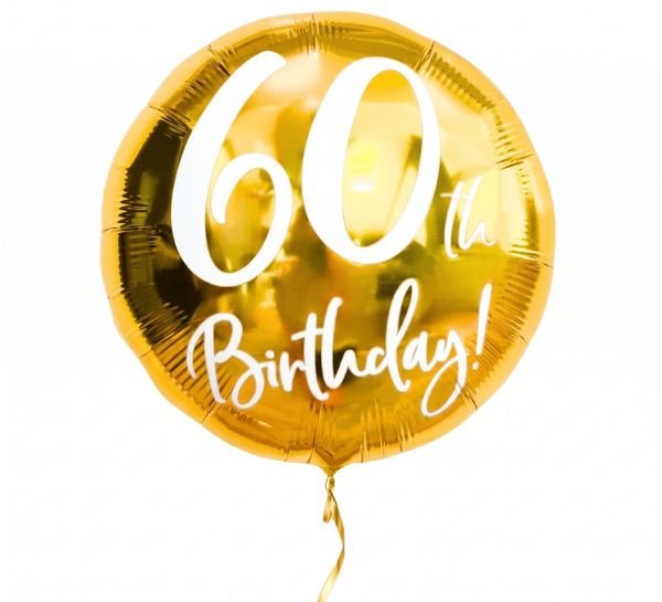 60th Birthday Helium Ballon Goud - Gevuld Met Helium - 45 cm - Ballonnenshop.nl