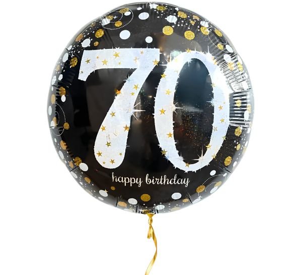 70 Jaar Ballon Zwart/Zilver/Goud - Gevuld Met Helium - 46 cm - Ballonnenshop.nl
